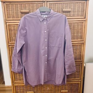 Madewell Signature Poplin Oversized Shirt Purple small